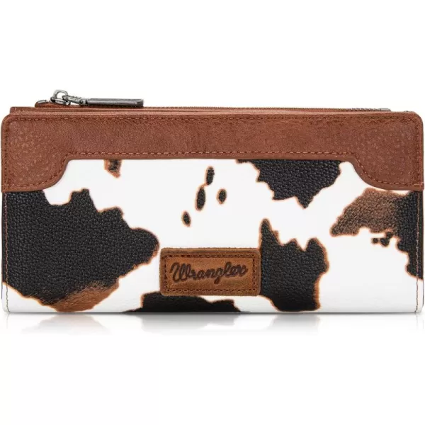 Wrangler Cow Print Wallets Womens Bifold Credit Card Wallet Women's Wallets, Card Cases &amp; Money Organizers Brown Wallet for Women Ladies Female Cash Wallet with Smooth Zipper