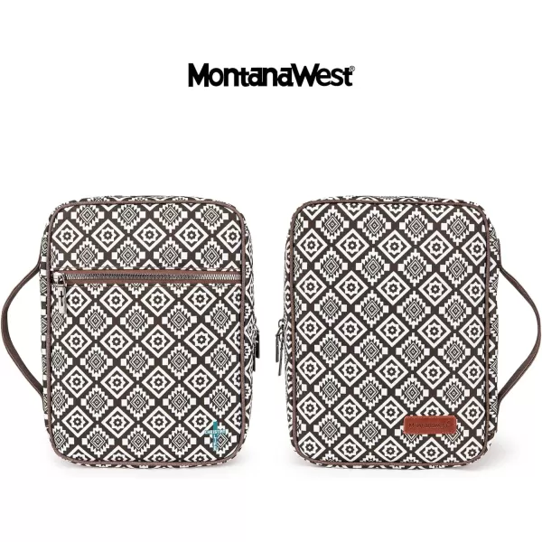 Montana West Bible Covers for Women Men with Leather Bookmark Carrying Book Case Church Bag Bible Protective with Zippered Pocket MWB-5008BR