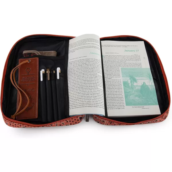 Montana West Bible Covers for Women Men with Leather Bookmark Carrying Book Case Church Bag Bible Protective with Zippered Pocket MWB-5008BR