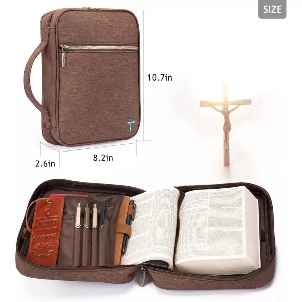 Montana West Bible Covers for Women Men with Leather Bookmark Carrying Book Case Church Bag Bible Protective with Zippered Pocket MWB-5008BR