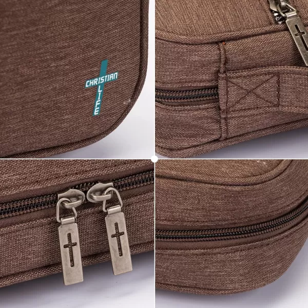 Montana West Bible Covers for Women Men with Leather Bookmark Carrying Book Case Church Bag Bible Protective with Zippered Pocket MWB-5008BR