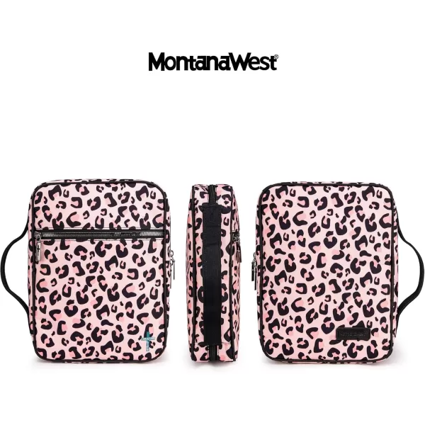 Montana West Bible Covers for Women Men with Leather Bookmark Carrying Book Case Church Bag Bible Protective with Zippered Pocket MWB-5008BR