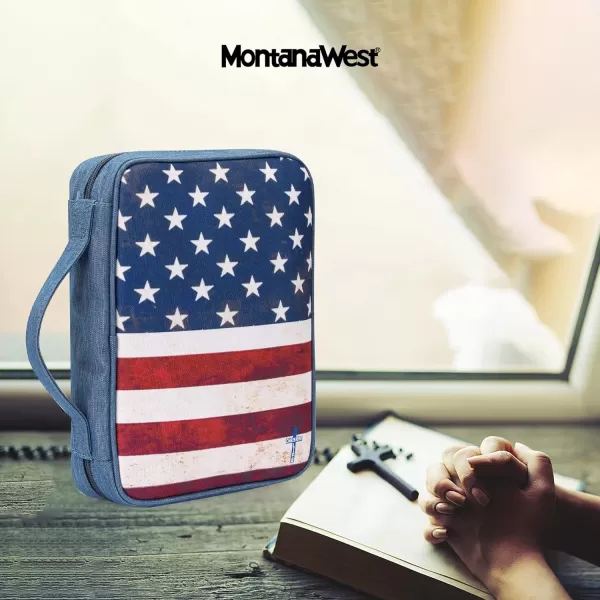 Montana West Bible Covers for Women Men with Leather Bookmark Carrying Book Case Church Bag Bible Protective with Zippered Pocket MWB-5008BR