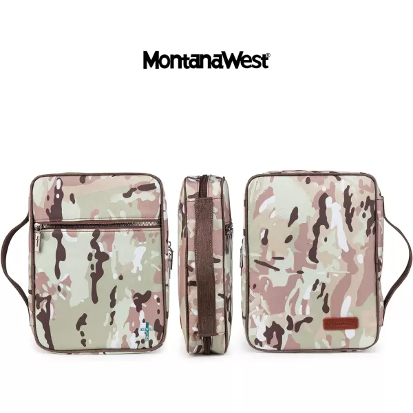 Montana West Bible Covers for Women Men with Leather Bookmark Crossbody Carrying Book Case Church Bag Bible Protective with Zippered Pocket MWC-126ACAMO