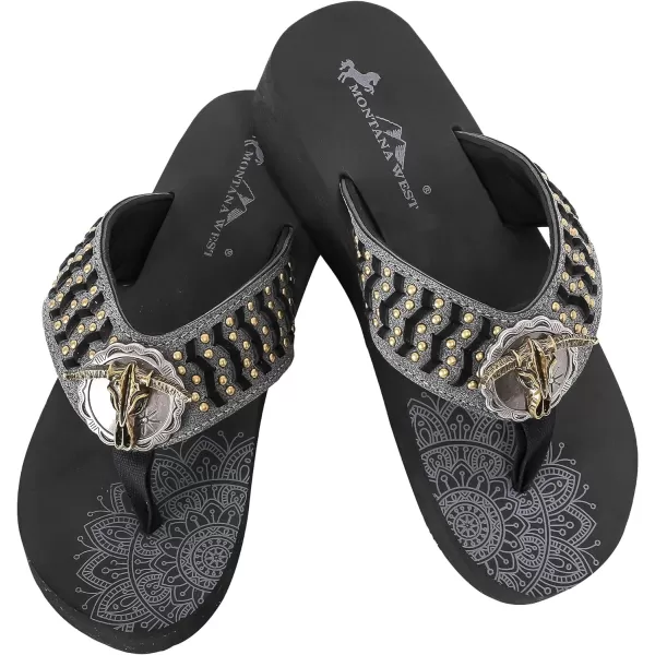 Montana West Flip Flops for women Wedge Flip Flops Western Wedge Sandals Bling Flip Flops Beach Sandals