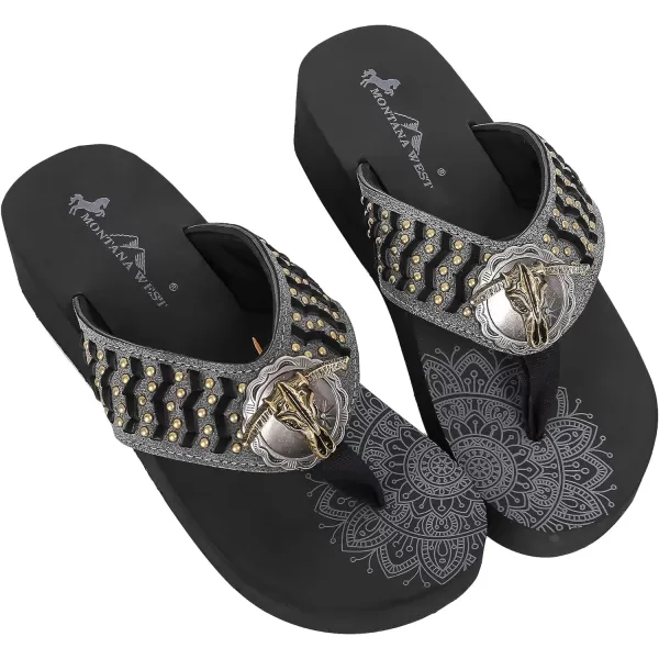 Montana West Flip Flops for women Wedge Flip Flops Western Wedge Sandals Bling Flip Flops Beach Sandals