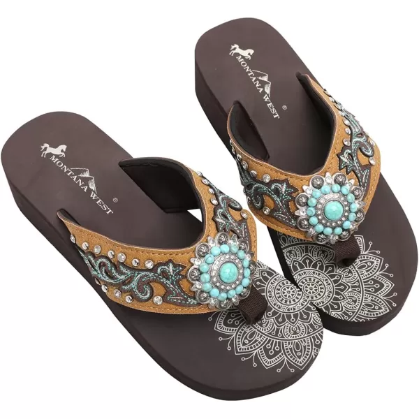 Montana West Flip Flops for women Wedge Flip Flops Western Wedge Sandals Bling Flip Flops Beach Sandals