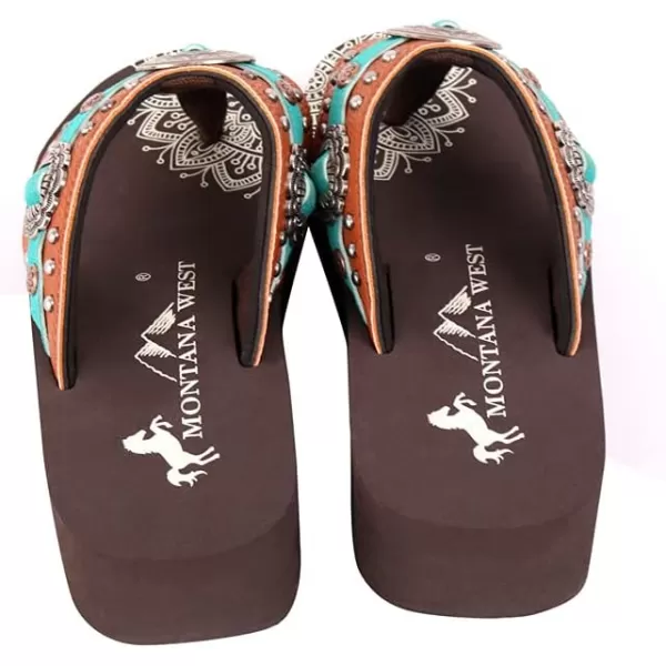 Montana West Patriotic Wedge Flip Flops for Women Western Rhinestone Comfort Thong Sandals