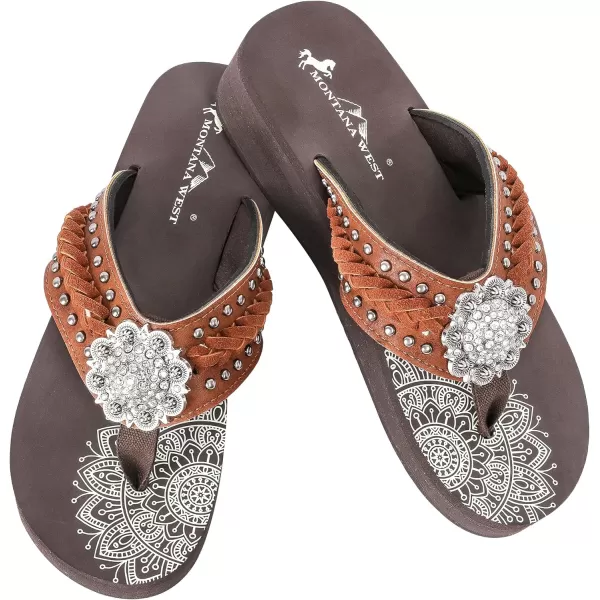 Montana West Patriotic Wedge Flip Flops for Women Western Rhinestone Comfort Thong Sandals