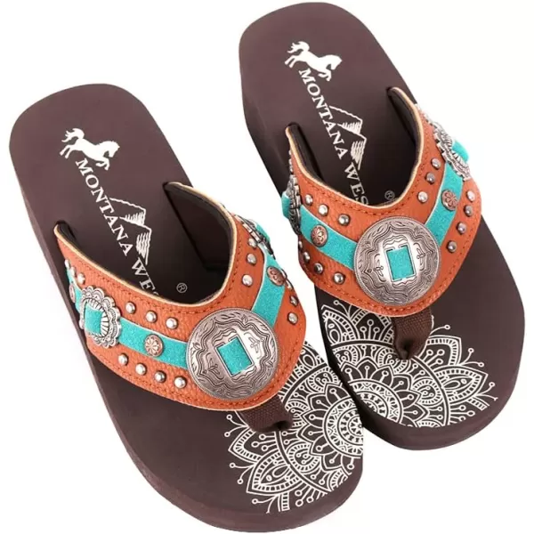 Montana West Patriotic Wedge Flip Flops for Women Western Rhinestone Comfort Thong Sandals