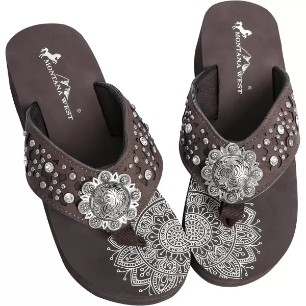 Montana West Patriotic Wedge Flip Flops for Women Western Rhinestone Comfort Thong Sandals