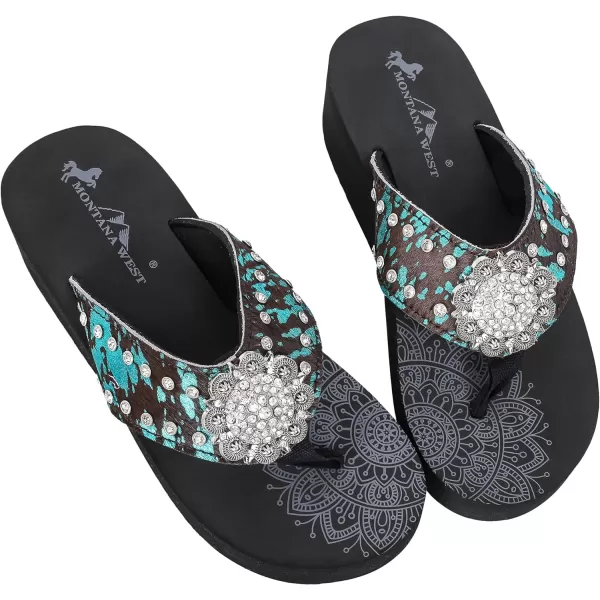 Montana West Patriotic Wedge Flip Flops for Women Western Rhinestone Comfort Thong Sandals