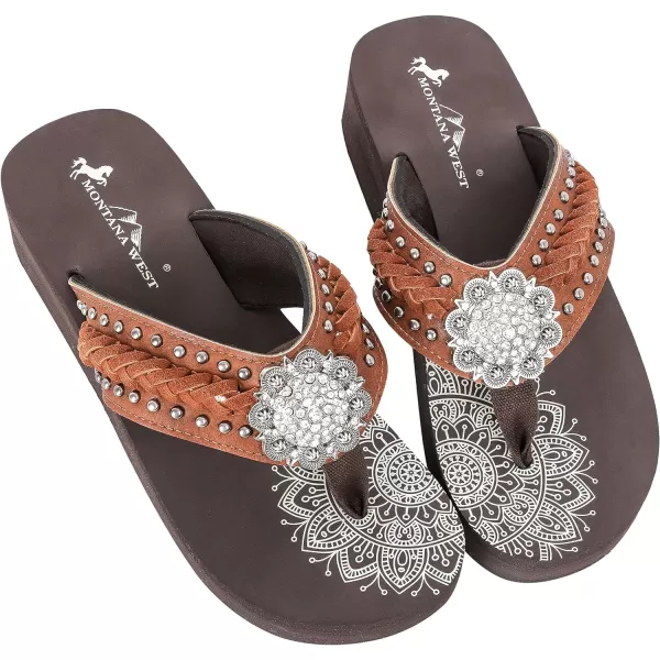 Montana West Patriotic Wedge Flip Flops for Women Western Rhinestone Comfort Thong Sandals