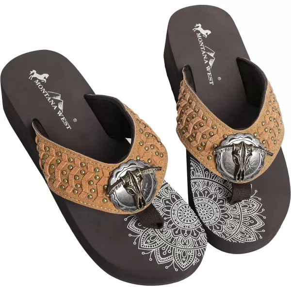 Montana West Patriotic Wedge Flip Flops for Women Western Rhinestone Comfort Thong Sandals