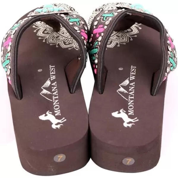 Montana West Patriotic Wedge Flip Flops for Women Western Rhinestone Comfort Thong Sandals