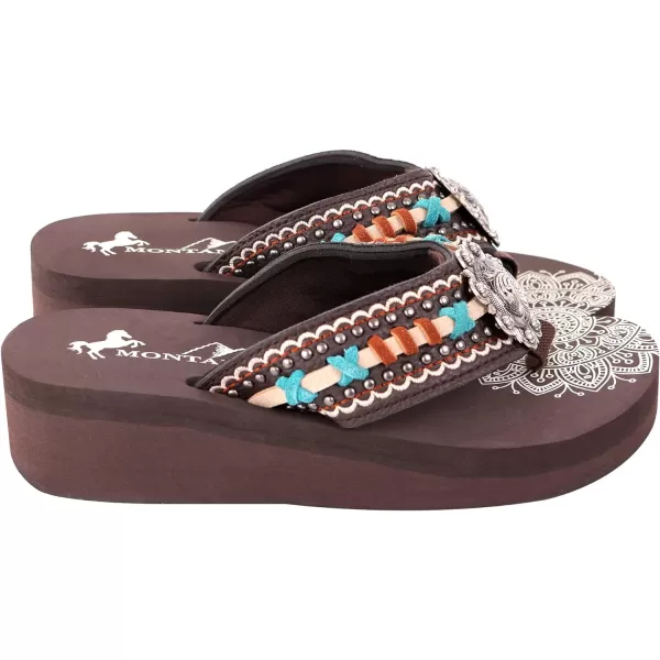 Montana West Patriotic Wedge Flip Flops for Women Western Rhinestone Comfort Thong Sandals