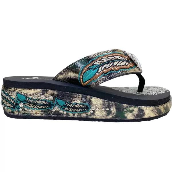 Montana West Patriotic Wedge Flip Flops for Women Western Rhinestone Comfort Thong Sandals