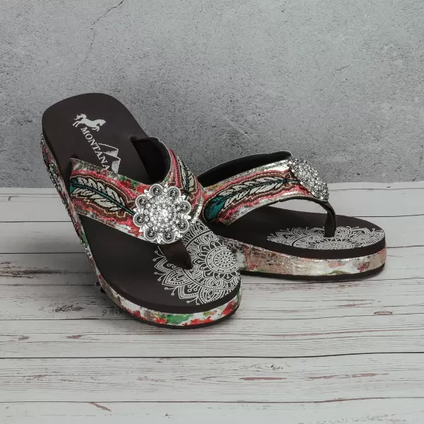 Montana West Patriotic Wedge Flip Flops for Women Western Rhinestone Comfort Thong Sandals