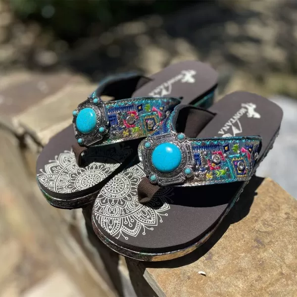 Montana West Patriotic Wedge Flip Flops for Women Western Rhinestone Comfort Thong Sandals