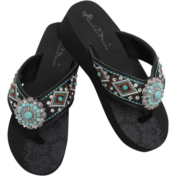 Montana West Patriotic Wedge Flip Flops for Women Western Rhinestone Comfort Thong Sandals