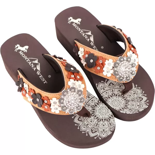 Montana West Patriotic Wedge Flip Flops for Women Western Rhinestone Comfort Thong Sandals