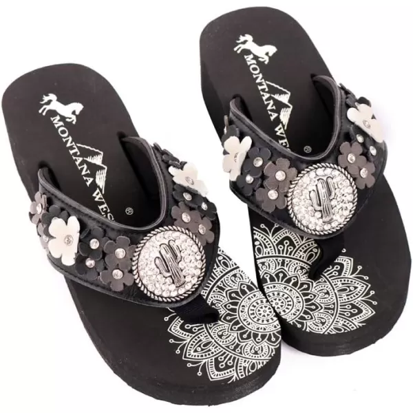 Montana West Patriotic Wedge Flip Flops for Women Western Rhinestone Comfort Thong Sandals