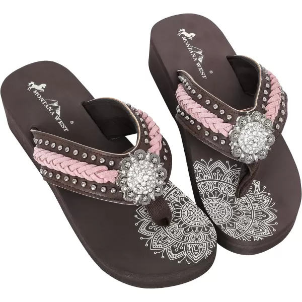 Montana West Patriotic Wedge Flip Flops for Women Western Rhinestone Comfort Thong Sandals