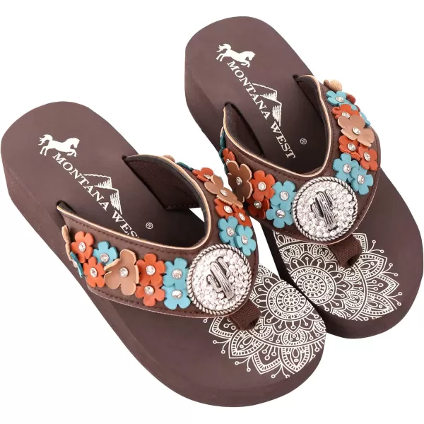 Montana West Patriotic Wedge Flip Flops for Women Western Rhinestone Comfort Thong Sandals