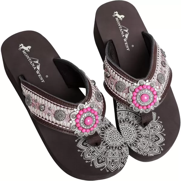 Montana West Patriotic Wedge Flip Flops for Women Western Rhinestone Comfort Thong Sandals