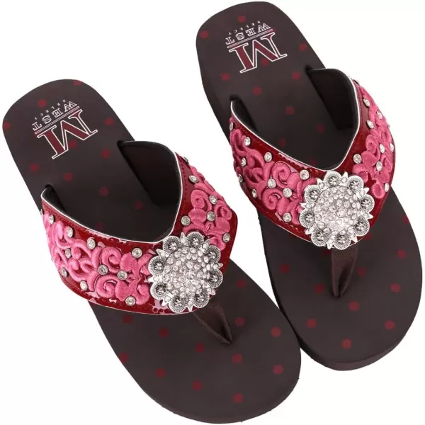 Montana West Patriotic Wedge Flip Flops for Women Western Rhinestone Comfort Thong Sandals