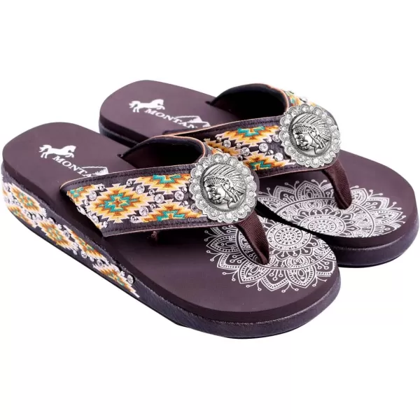 Montana West Patriotic Wedge Flip Flops for Women Western Rhinestone Comfort Thong Sandals