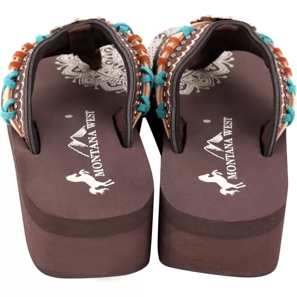 Montana West Patriotic Wedge Flip Flops for Women Western Rhinestone Comfort Thong Sandals