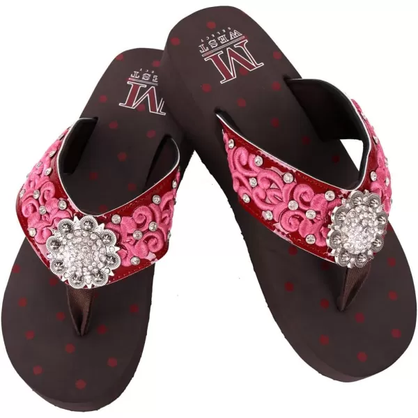 Montana West Patriotic Wedge Flip Flops for Women Western Rhinestone Comfort Thong Sandals