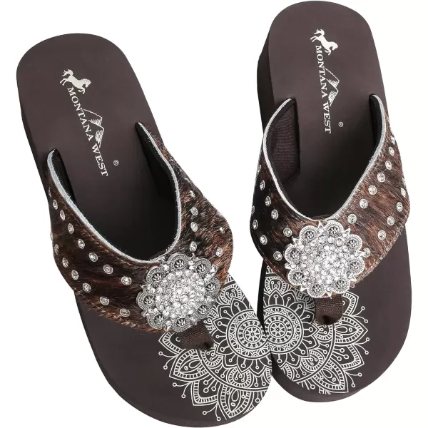 Montana West Patriotic Wedge Flip Flops for Women Western Rhinestone Comfort Thong Sandals