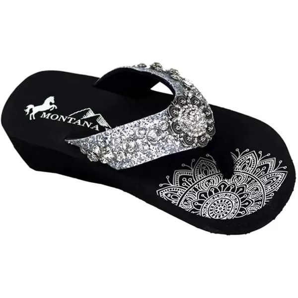 Montana West Patriotic Wedge Flip Flops for Women Western Rhinestone Comfort Thong Sandals