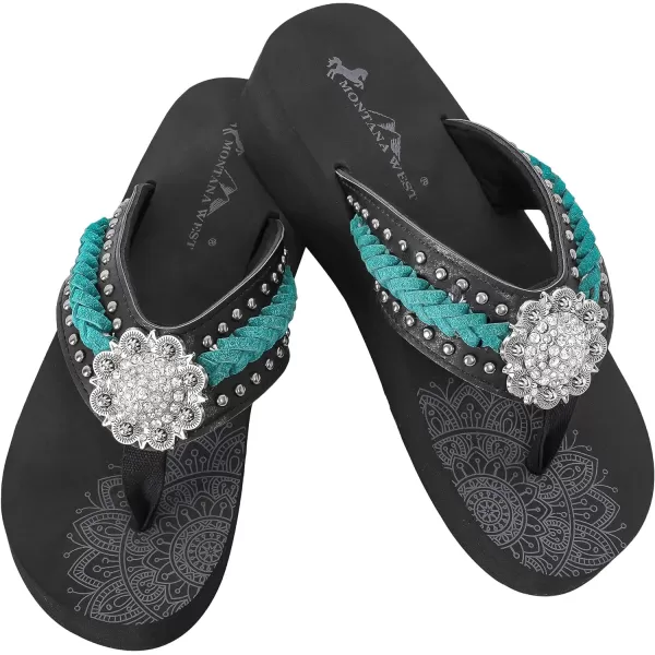 Montana West Patriotic Wedge Flip Flops for Women Western Rhinestone Comfort Thong Sandals