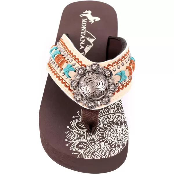 Montana West Patriotic Wedge Flip Flops for Women Western Rhinestone Comfort Thong Sandals