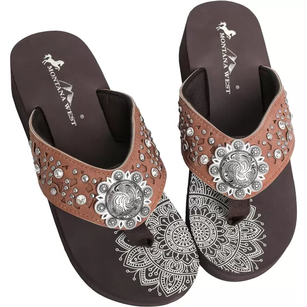 Montana West Patriotic Wedge Flip Flops for Women Western Rhinestone Comfort Thong Sandals