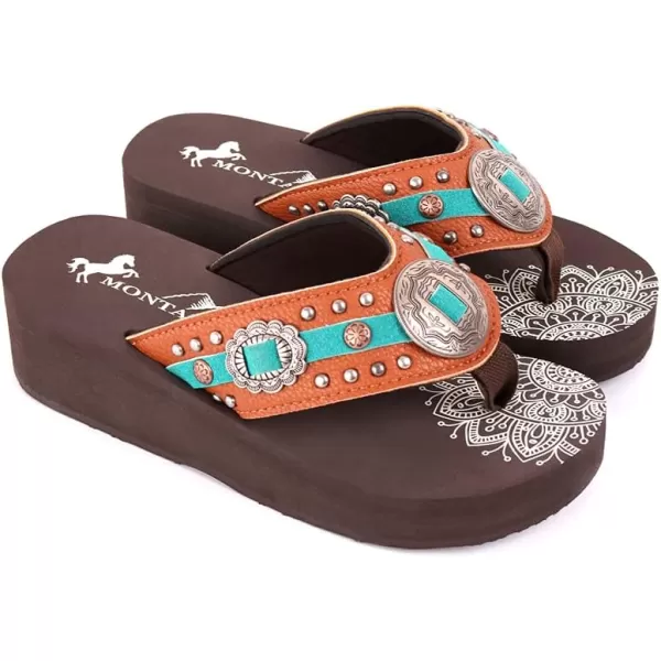 Montana West Patriotic Wedge Flip Flops for Women Western Rhinestone Comfort Thong Sandals