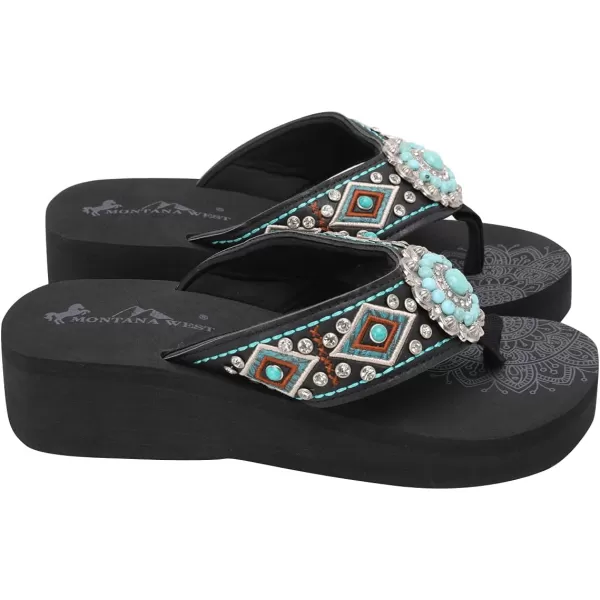 Montana West Patriotic Wedge Flip Flops for Women Western Rhinestone Comfort Thong Sandals