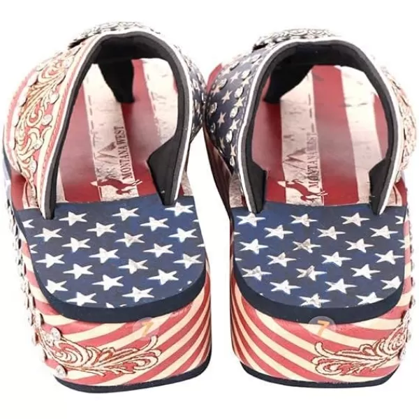 Montana West Patriotic Wedge Flip Flops for Women Western Rhinestone Comfort Thong Sandals