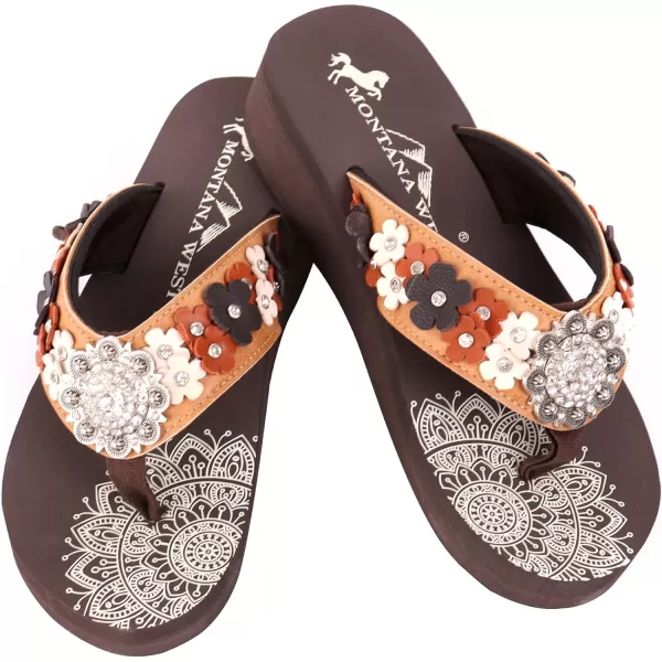 Montana West Patriotic Wedge Flip Flops for Women Western Rhinestone Comfort Thong Sandals