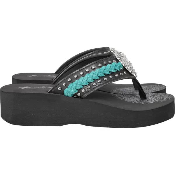 Montana West Patriotic Wedge Flip Flops for Women Western Rhinestone Comfort Thong Sandals