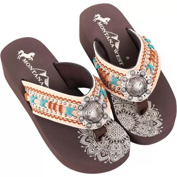 Montana West Patriotic Wedge Flip Flops for Women Western Rhinestone Comfort Thong Sandals