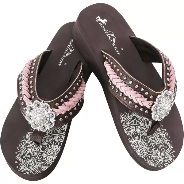 Montana West Patriotic Wedge Flip Flops for Women Western Rhinestone Comfort Thong Sandals