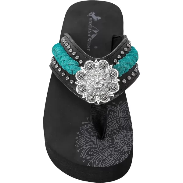 Montana West Patriotic Wedge Flip Flops for Women Western Rhinestone Comfort Thong Sandals