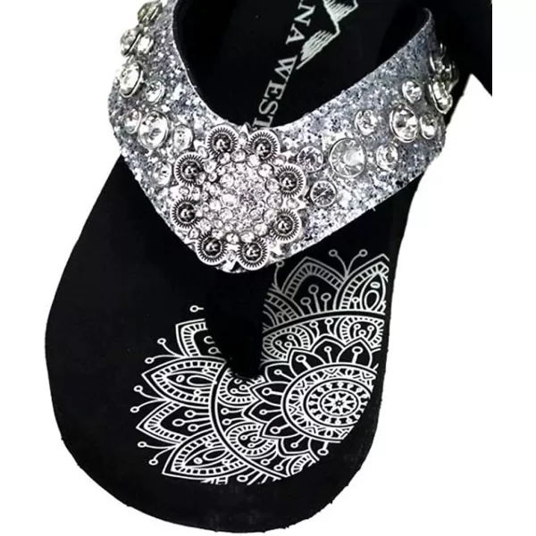 Montana West Patriotic Wedge Flip Flops for Women Western Rhinestone Comfort Thong Sandals