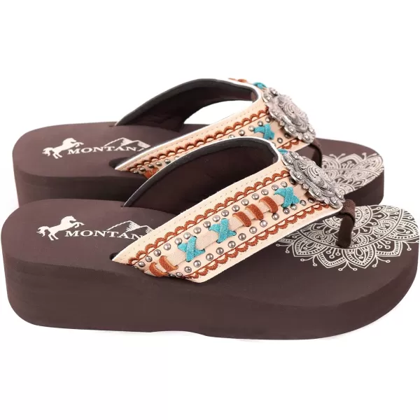 Montana West Patriotic Wedge Flip Flops for Women Western Rhinestone Comfort Thong Sandals