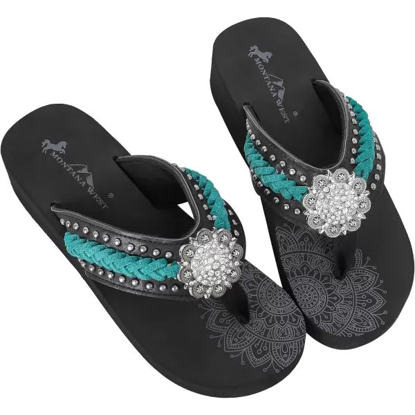 Montana West Patriotic Wedge Flip Flops for Women Western Rhinestone Comfort Thong Sandals