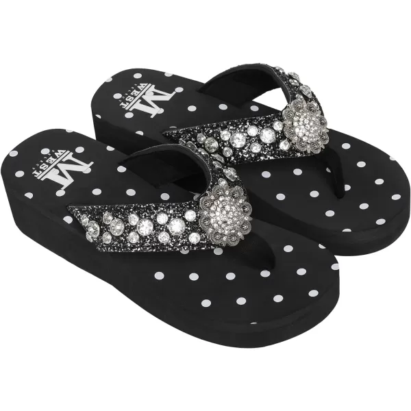 Montana West Patriotic Wedge Flip Flops for Women Western Rhinestone Comfort Thong Sandals